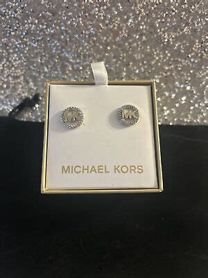 michael kors silver plated crystal earrings|Michael Kors earrings clearance.